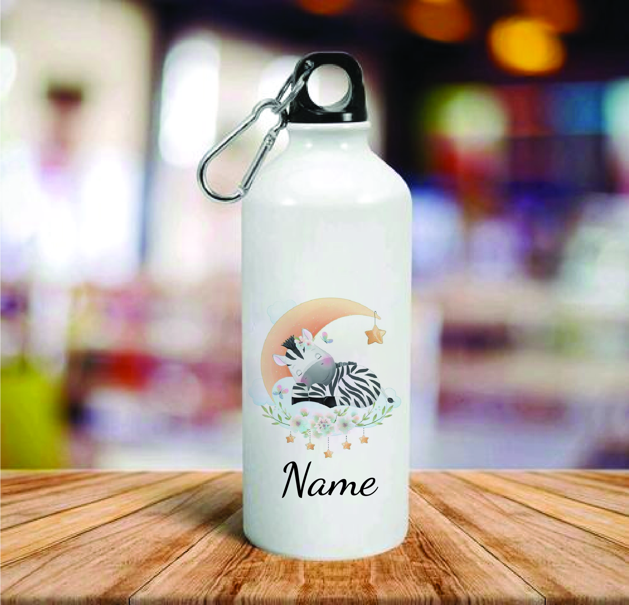 Personalised Cute Giraffe on Cloud Aluminum Water Bottle